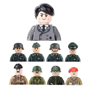 WW2 Army Military SWAT Special Forces Building Block Bundesweh Wojsko German Soldier Police Cap Churchill Mini Action Figure Toy