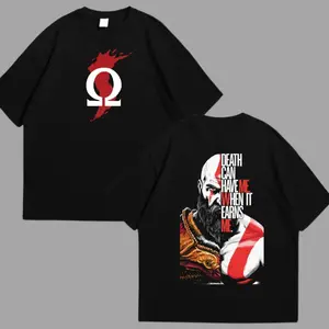 God-Of-War Unisex Fit Gildan T-Shirt, Retro Vintage Unisex Oversized Anime Graphic Tee – Trendy Y2K Double Printed Cotton T-Shirt, Streetwear Casual Apparel Top, Outfits for Men, Manga Game Movie Lover Gift For Fans Merch