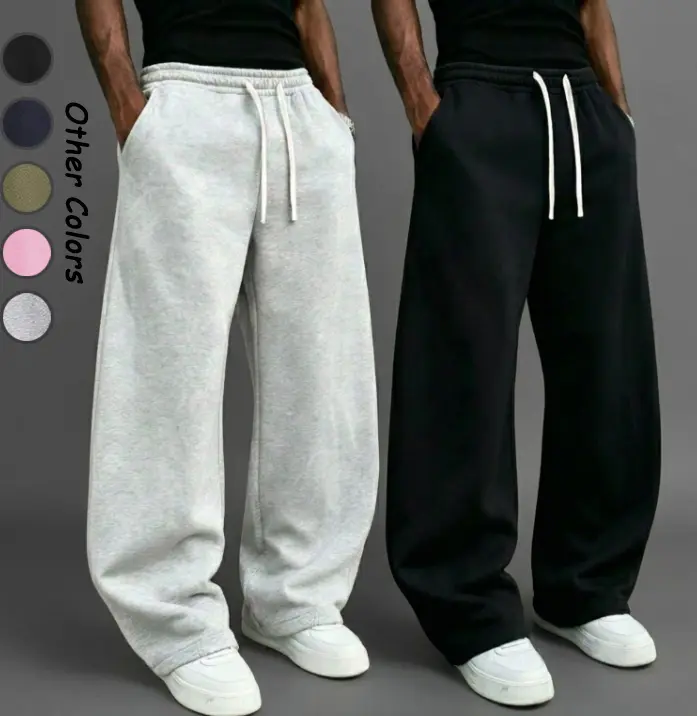 Men’s athletic pants, 2-pack — beige wide-leg loose-fit sweatpants with drawstring waist, ultra-soft men’s clothing for running & fitness, fashion apparel, clothes, athleisure fitness pants, baggy jogging pants