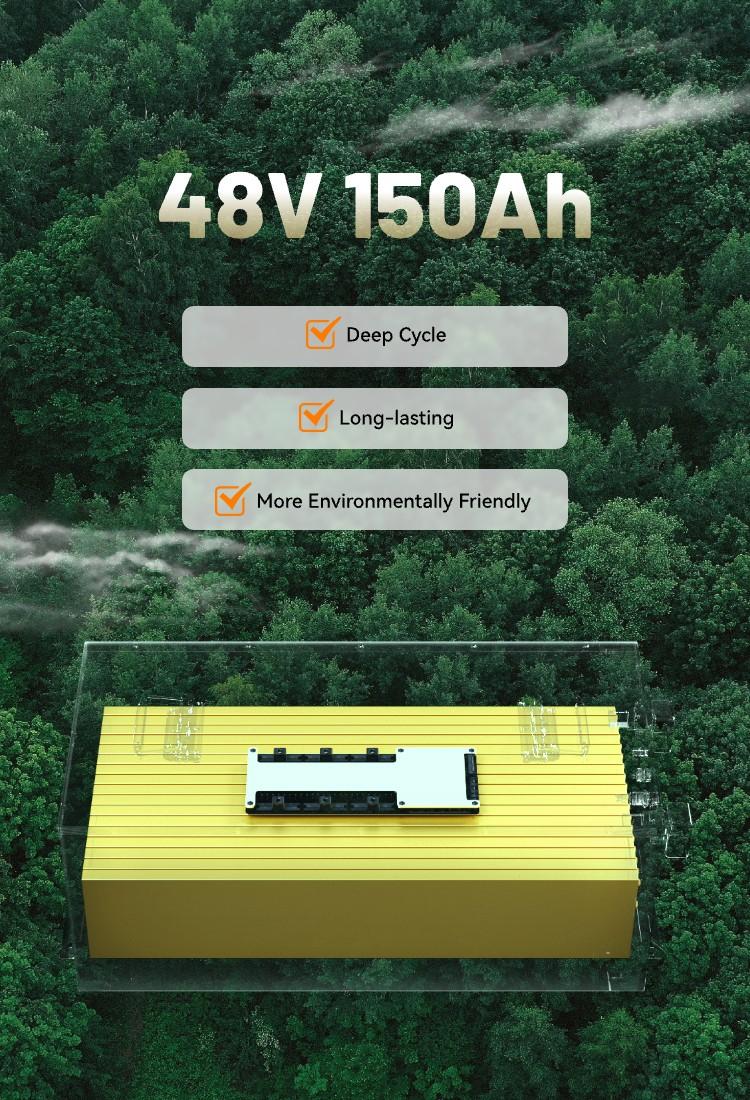 HumsiENK 48V 150Ah Golf Cart Battery with Blade Cell & Metal Case, LiFePO4 Lithium Battery with 200A BMS, Bluetooth APP & LCD Monitor, 15000+ Cycles, Peak Current 600A with Low-Temp Protection for Golf Carts