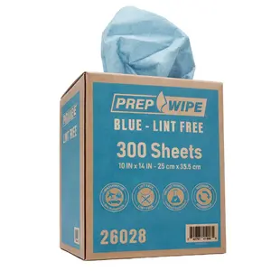 prep Disposable Industrial Lint-Free Cleaning Prep Wipes, 300 Sheets per Pack, 10"x14" Blue Towels, 1 Pack