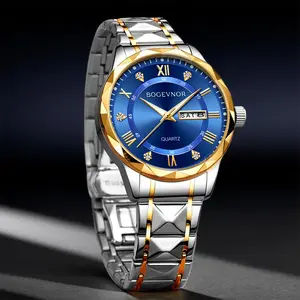 Men’s business casual watch with a round dial, analog quartz movement, stylish luminous design, waterproof, date display—ideal for everyday wear, parties, and work; trendy, versatile, refined, and durable men’s watch, perfect birthday gift.