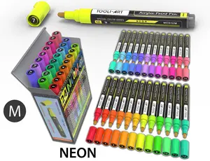 24 Neon Fluorescent Acrylic Paint Pens Markers Set 3mm (MEDIUM)