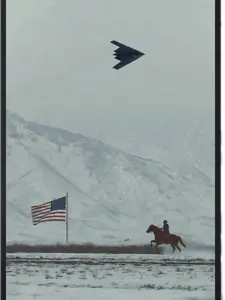 [No Frame] American Flag Cowboy On Horse Wall Art , Freedom B2 Poster, Vintage Patriotic Western Print, Home Decor Made In USA