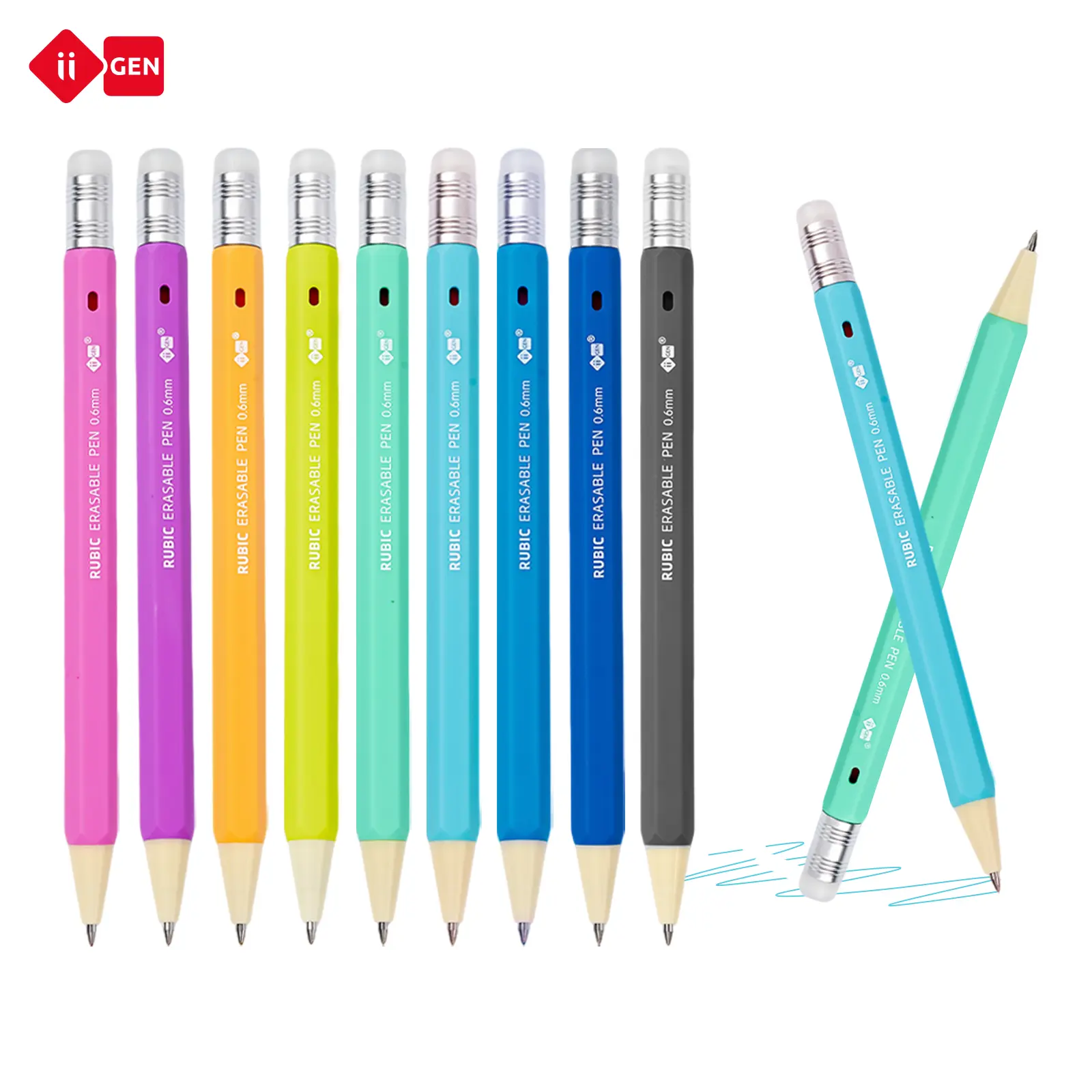 iiGEN RUBIC Erasable Gel Pens Set, 36 Assorted Pastel Colors, 0.6mm Retractable Twist Pens, Cute Aesthetic Pens with Hexagon Barrel for Journaling, Drawing, School & Office Supplies