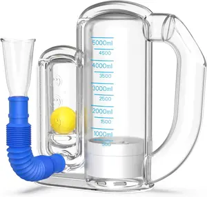 Breathing Trainer for Adults,Breathing Exercise Device for Lungs, 5000ml Volume Measurement with Flow Rate Indicator. transparent breathing device.breathing trainer,trainer.Incentive Spirometer Adult.