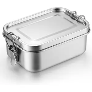 1 count Stainless Steel Bento Box 550ml Metal Lunch Box  Storage Containers Metal Container, Lockable Clips to Leak Proof,  Dishwasher Safe Lunch Snack Boxes for Work, School