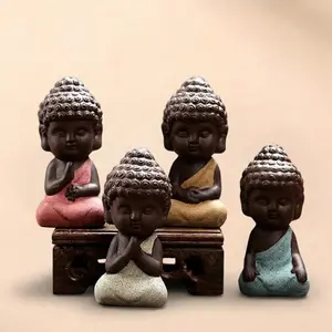 The 4 Noble Truths Figurines - Mini Buddha Set Decor Religious Beige Ornaments