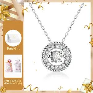 Moissanite Eternal Halo Radiance Pendant Necklace Valentine's Day Wedding Engagement Anniversary Romantic Elegant Gift Daily Wear Gemstone Mother's Day Gift