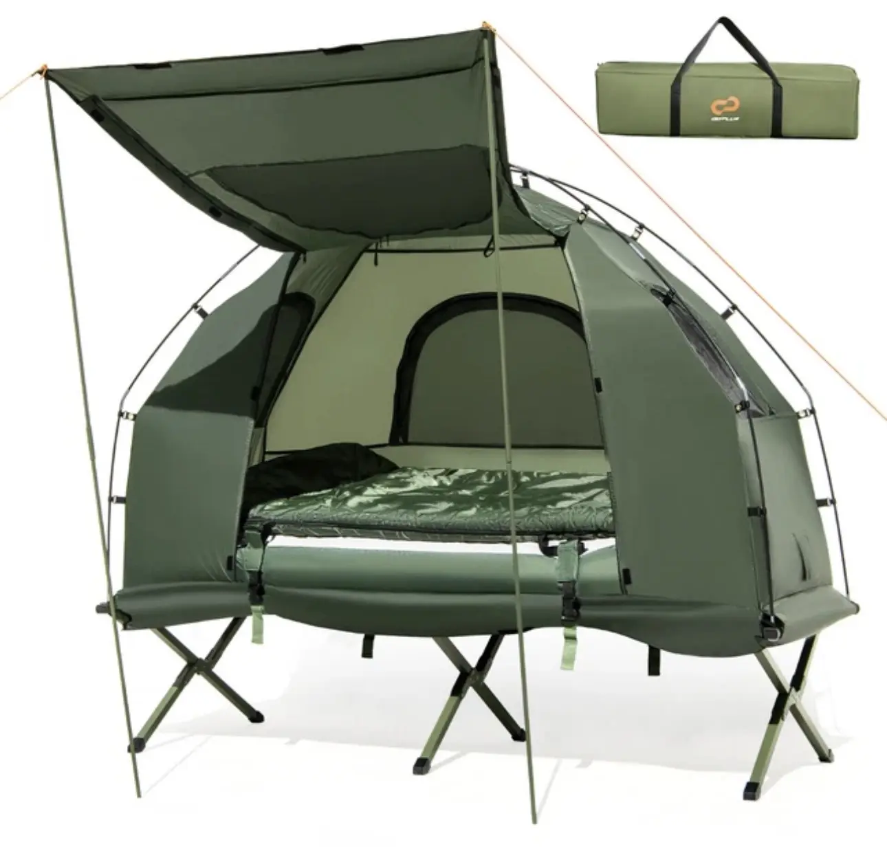 1-Person Waterproof Camping Tent Cot with Air Mattress, Pillow, Sleeping Bag