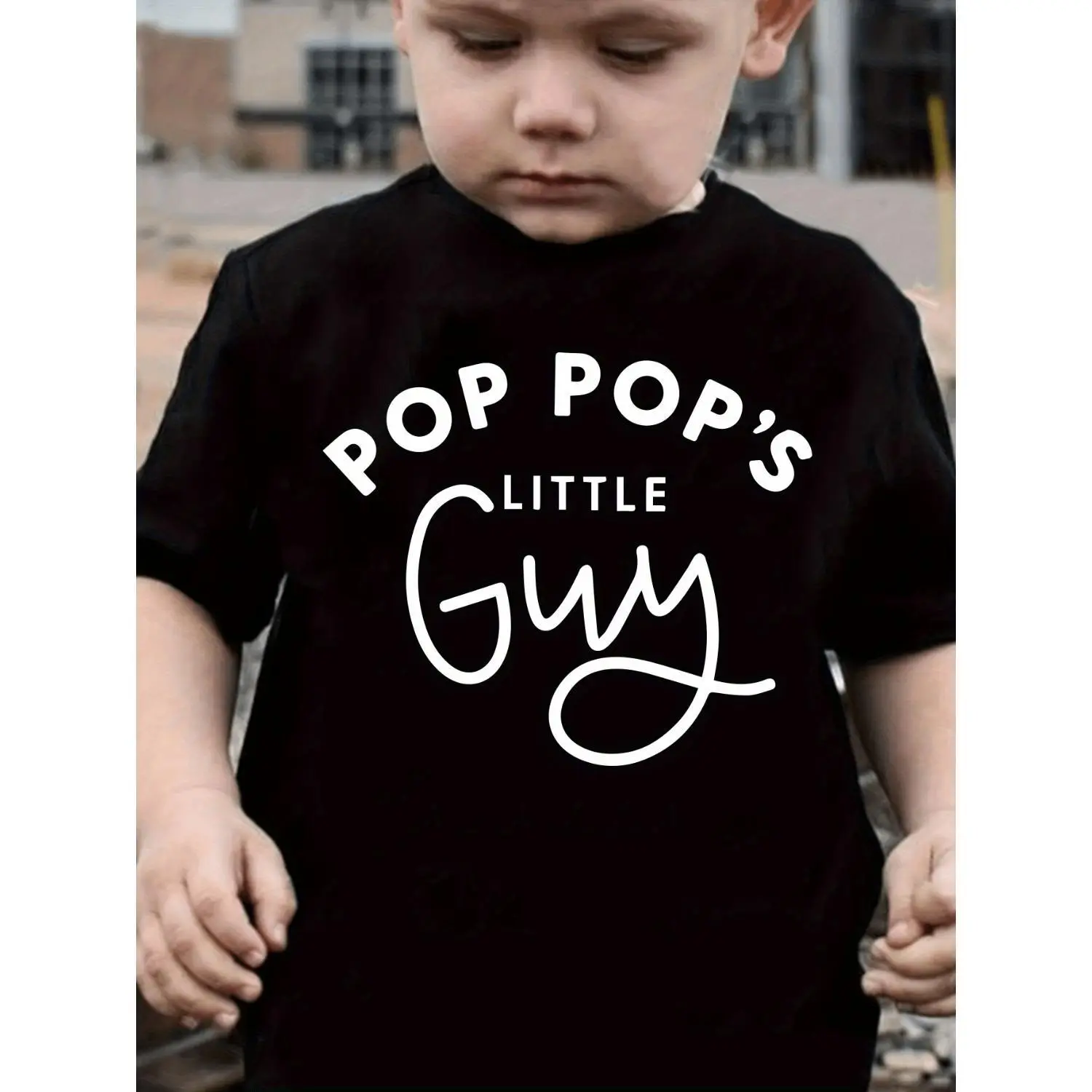 Kids' Pop Pop's Little Guy Cartoon Print Tee, Casual Soft Fashion Printed Cute Shirt for Summer, Casual Soft Shirt