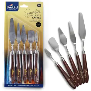 Stainless Steel Signature Palette Knife Set of 5, Color Mixing Set for Oil, Canvas, Acrylic Painting & Modelling Paste