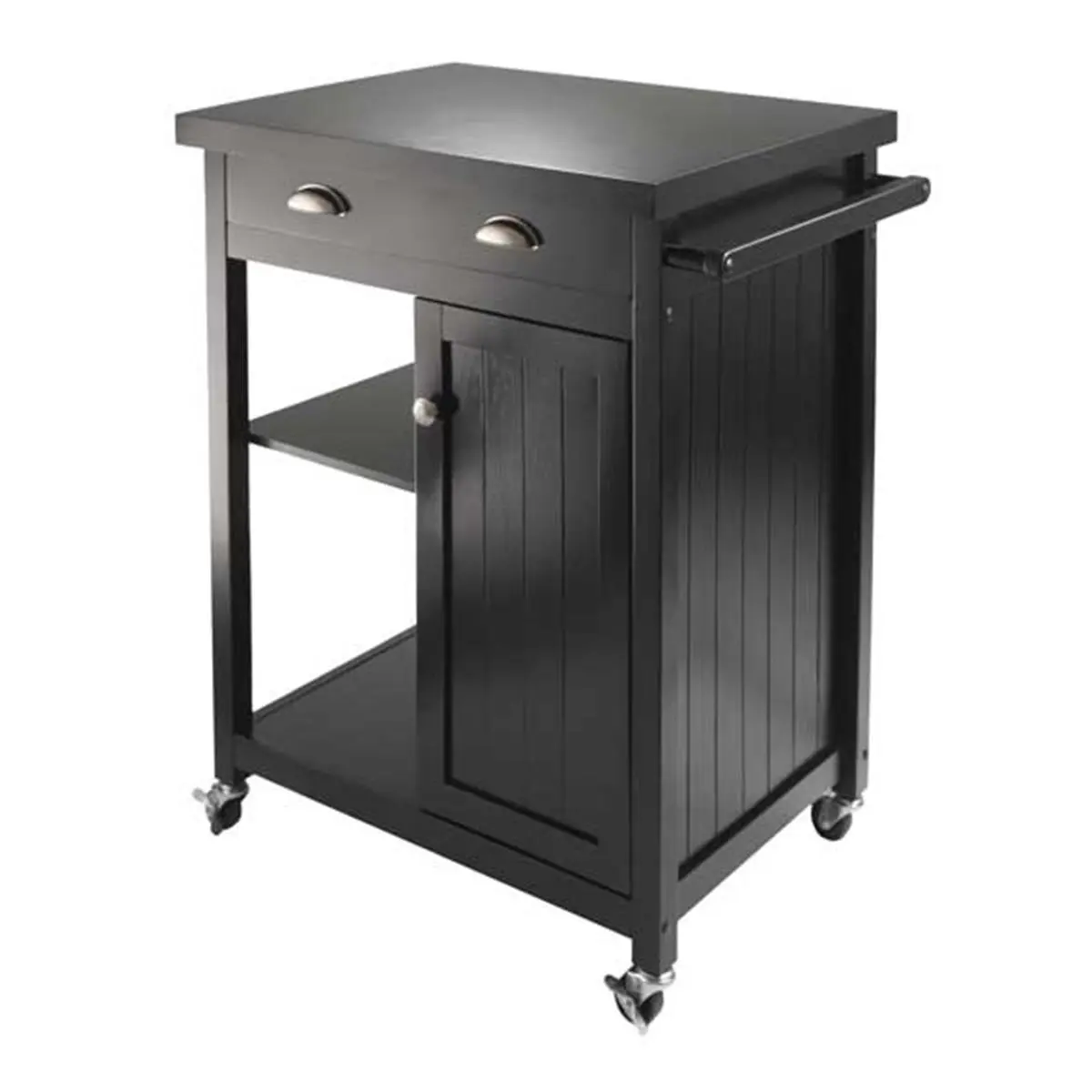 212 MAIN Adjustable Wood Kitchen Storage Cart - Wainscot Panel, Solid Wood Build, Spacious Storage Compartment (Winsome Trading 20727)