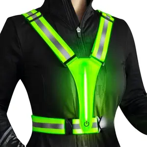 Reflective Vest Safety Gear, Light Up Vest for Night Walking & Cycling, High Visibility Running Vest with Reflective Strips