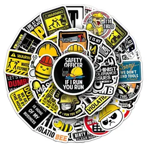 100sheets two sets of repetition safety helmet slogan stickers cartoon site safety warning signs creative decorative stickers Stickers For Scrapbooking