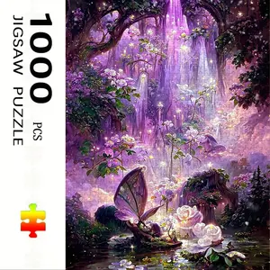 1000 Piece Fluorescent Cave Theme Puzzle, Large Adult Family Interactive Toy, DIY Home Decor Brain Challenge, Holiday Scene, Perfect Gift