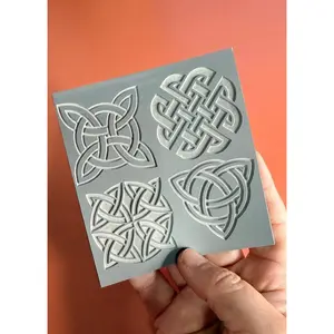 4 Celtic Knots polymer clay rubber stamp texture sheet