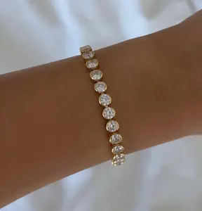 EVRY JEWELS Gold or Silver Plated Women's High-Shine Tennis Bracelet