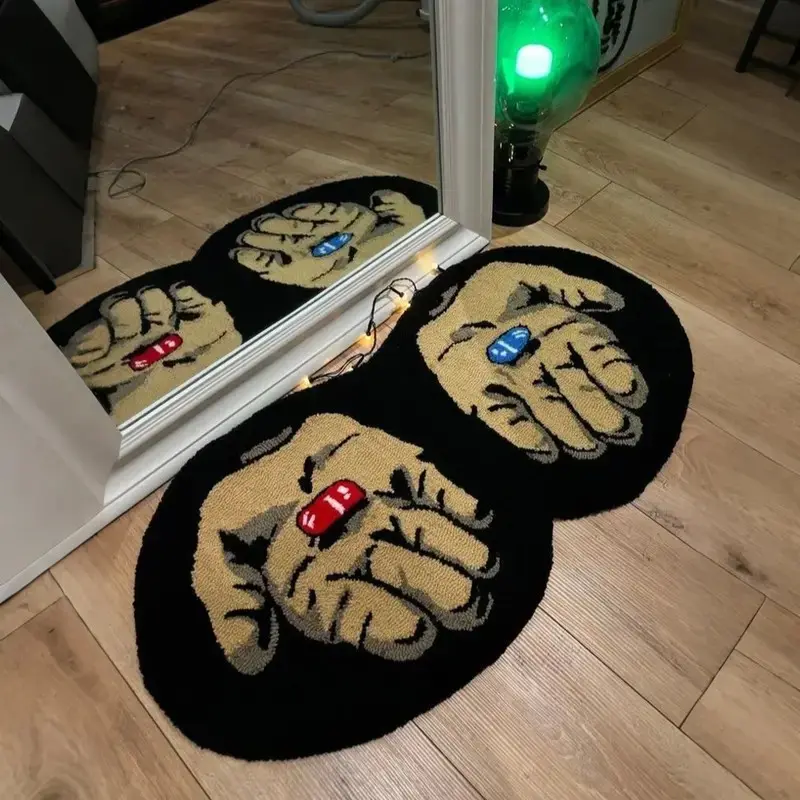 Blue Pill Red Pill Pattern Bedroom Rug,Matrix movie decoration,Soft living room rug,Indoor Rug,Home Decor,Interesting rugs,Home Decor Carpets,Suitable for leisure areas such as bedrooms, living rooms,Home Decorative Rug,Interesting gifts for friends