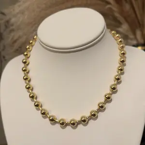 14k Gold Plated - Ball Chain Necklace, 8mm/Gold - Beautiful Luxury.