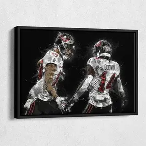 Mike Evans & Chris Godwin Poster - Tampa Bay Buccaneers Football Wall Art, Home or Man Cave Decor, Watercolor Print [UNFRAMED - PRINT ONLY]
