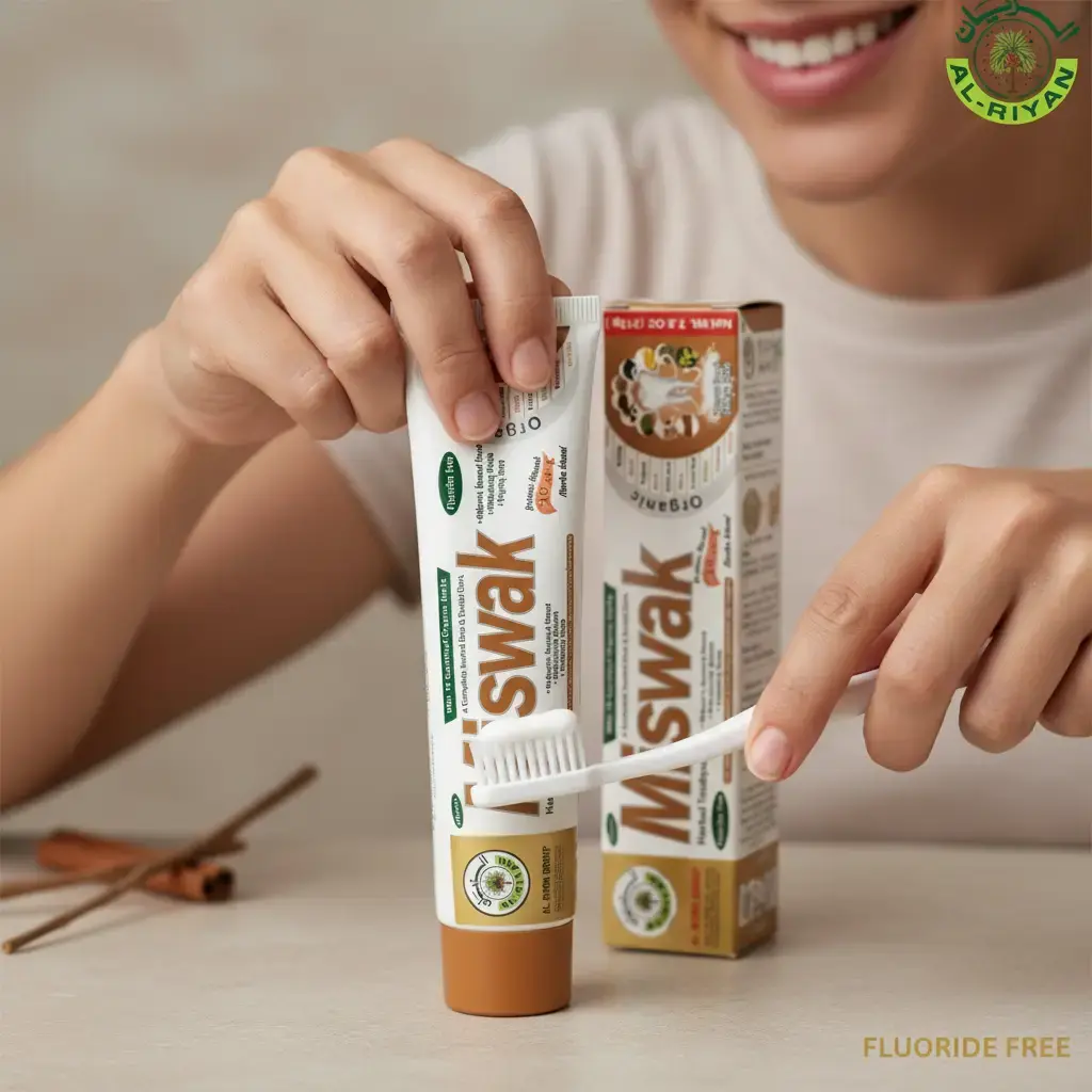 Organic Miswak Herbal Toothpaste - 10 in 1 Natural Fluoride-Free, 7.5 oz