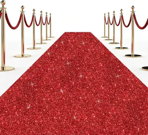 Glitter Carpet Runner 2.6FT x 30FT – Premium Non-Woven Sparkle Rug for Weddings, Movie Theme Parties & Events| Aisle Runner for Grand Entrances & Red Carpet Vibes (Glitter Red, 2.6FTx30FT)