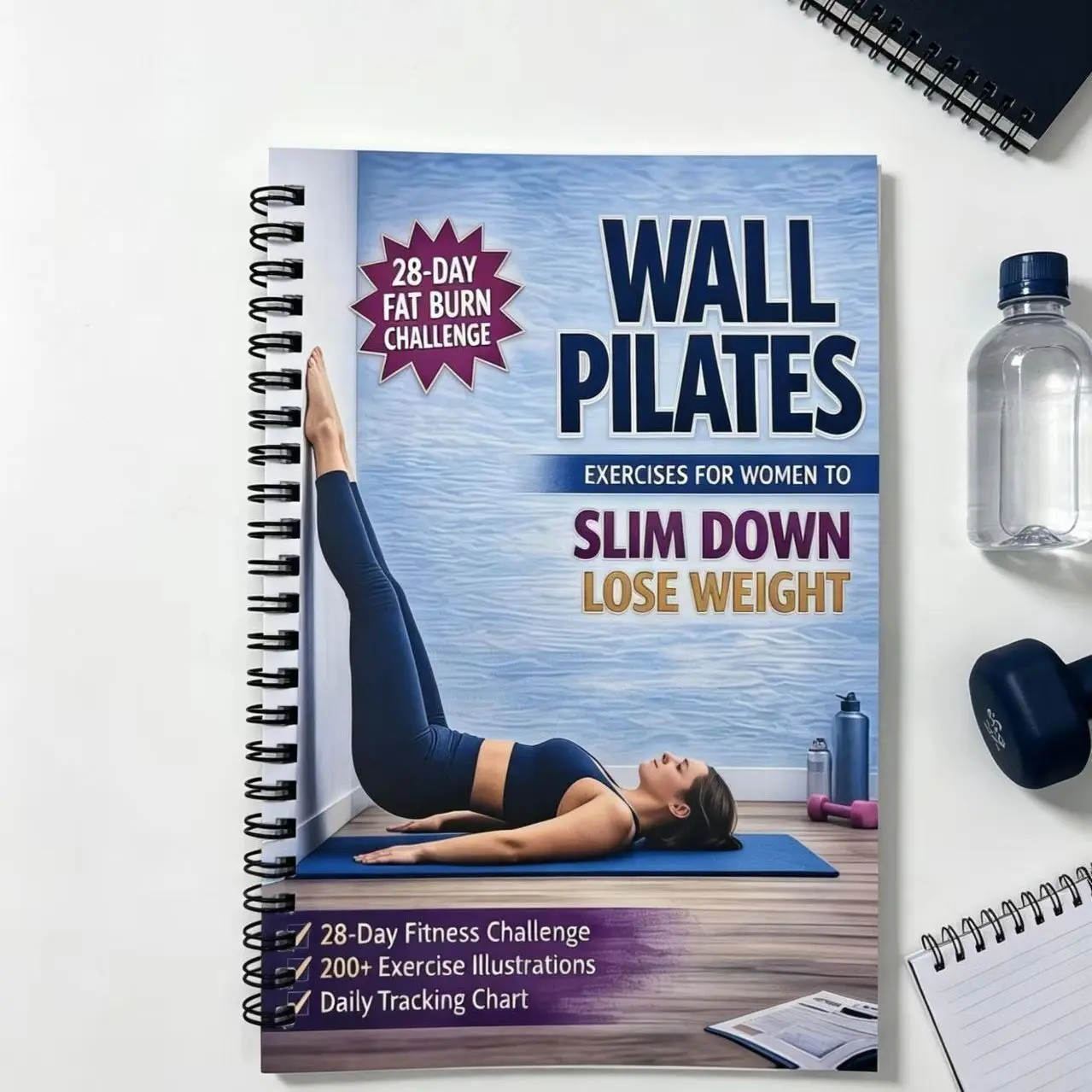 Wall Pilates Training Manual for Women, 28-Day Fat Loss and Body Sculpting Guide, Essential Pilates Workbook for Fitness Enthusiasts, Slim Down, Daily Tracking Chart, Exercise Illustrations, Healthy