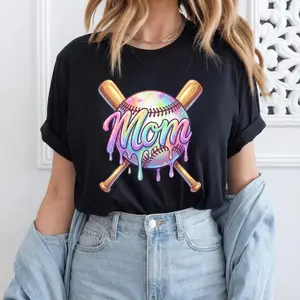 Baseball Drip Mom Cute Tie Dye Baseball Mother's Day Shirt, Baseball Player Ice Cream Drip Shirt, Baseball Drip Shirt, Baseball Bats Shirt
