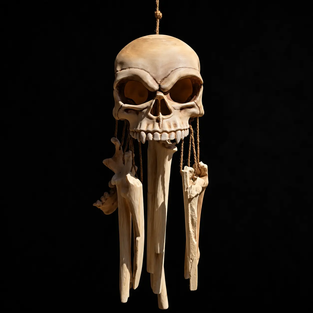 Fanged Skull Wind Chime – Vegan Hanging Bone Decor