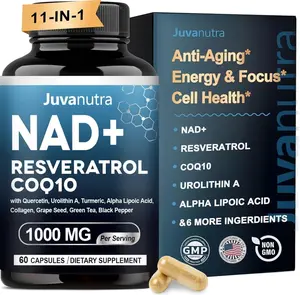 NAD Supplement 11-in-1 Extra Strength – Liposomal NAD with Resveratrol, CoQ10, Urolithin A, ALA & Turmeric – Supports Anti-Aging, Cellular Repair, Energy & Focus – for Women & Men – 60 Capsules