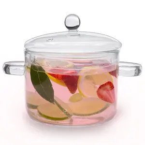 2L Clear Glass Simmer Pot with Lid & Strainer | Heat-Resistant Borosilicate Glass Pot for Pasta, Soup, Baby Food & Milk | Electric Simmer Tool for Home Fragrance | Anti-Scald Handles