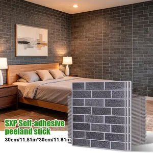Ceramic-Style Brick Peel and Stick PVC Wall Tiles, 10PCS/Box 11.8"x11.8" Waterproof Oilproof Stain-Resistant Self-Adhesive Backsplash Stickers for Kitchen Bathroom Living Room Home Decor