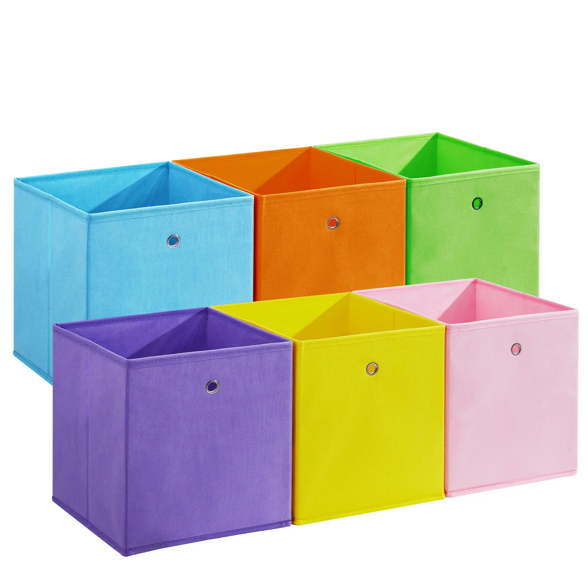Garvee 12 Pack Collapsible Fabric Storage Cubes with Handles - Sturdy, Folding Organizer Baskets for Living Room, Bedroom, Playroom - Colorful, 10.24" x 10.24" x 11"