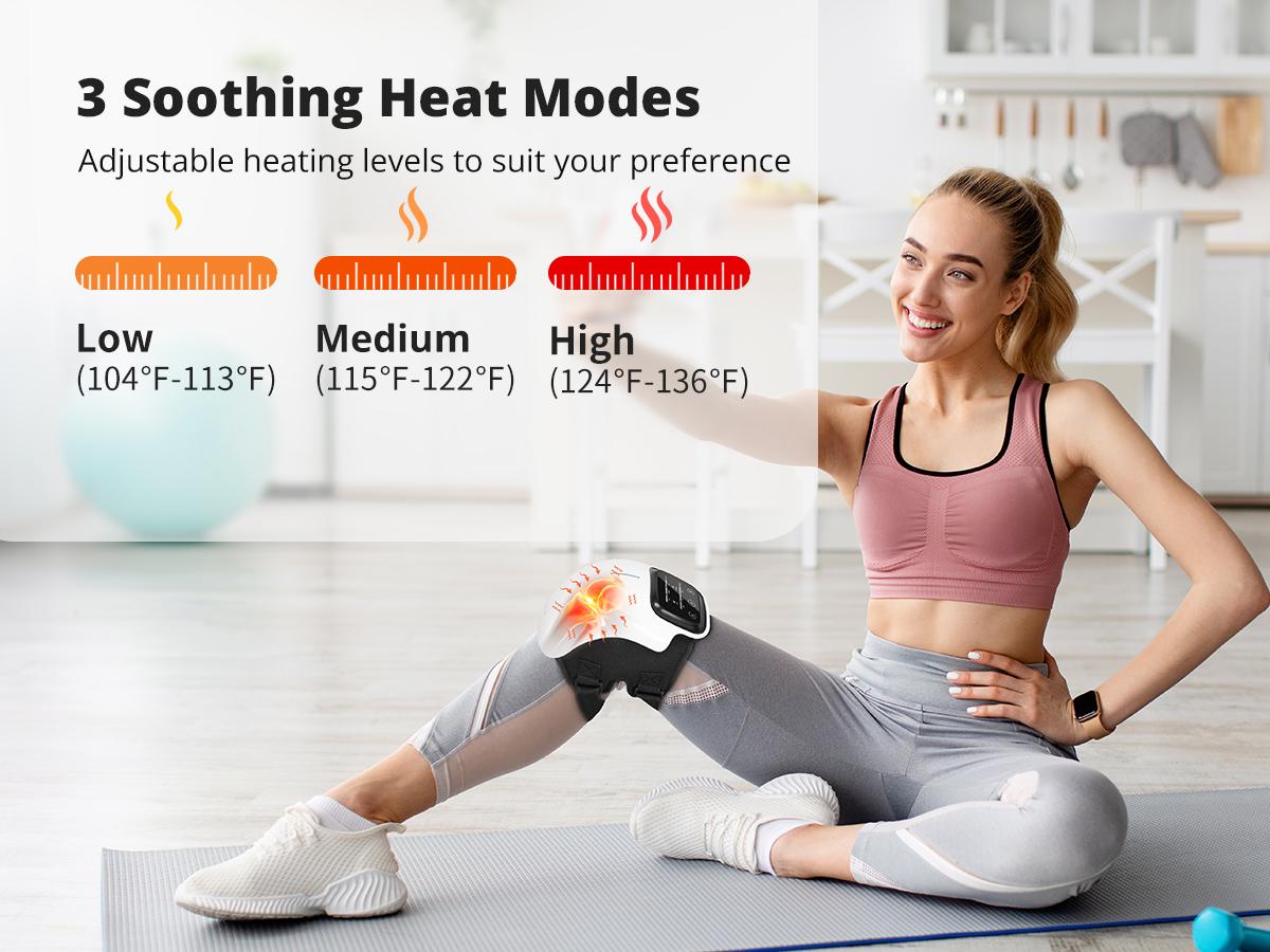 Medcursor Cordless Heated Knee Massager with LED Touch Screen 3 Vibration Modes & 3 Heating Levels Ergonomic Design for Comfortable Relaxation Ideal Christmas Gift for Parents Adjustable Settings