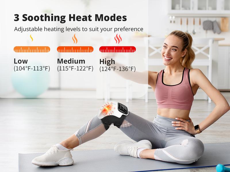 Medcursor Cordless Heated Knee Massager with LED Touch Screen 3 Vibration Modes & 3 Heating Levels Ergonomic Design for Comfortable Relaxation Ideal Christmas Gift for Parents Adjustable Settings