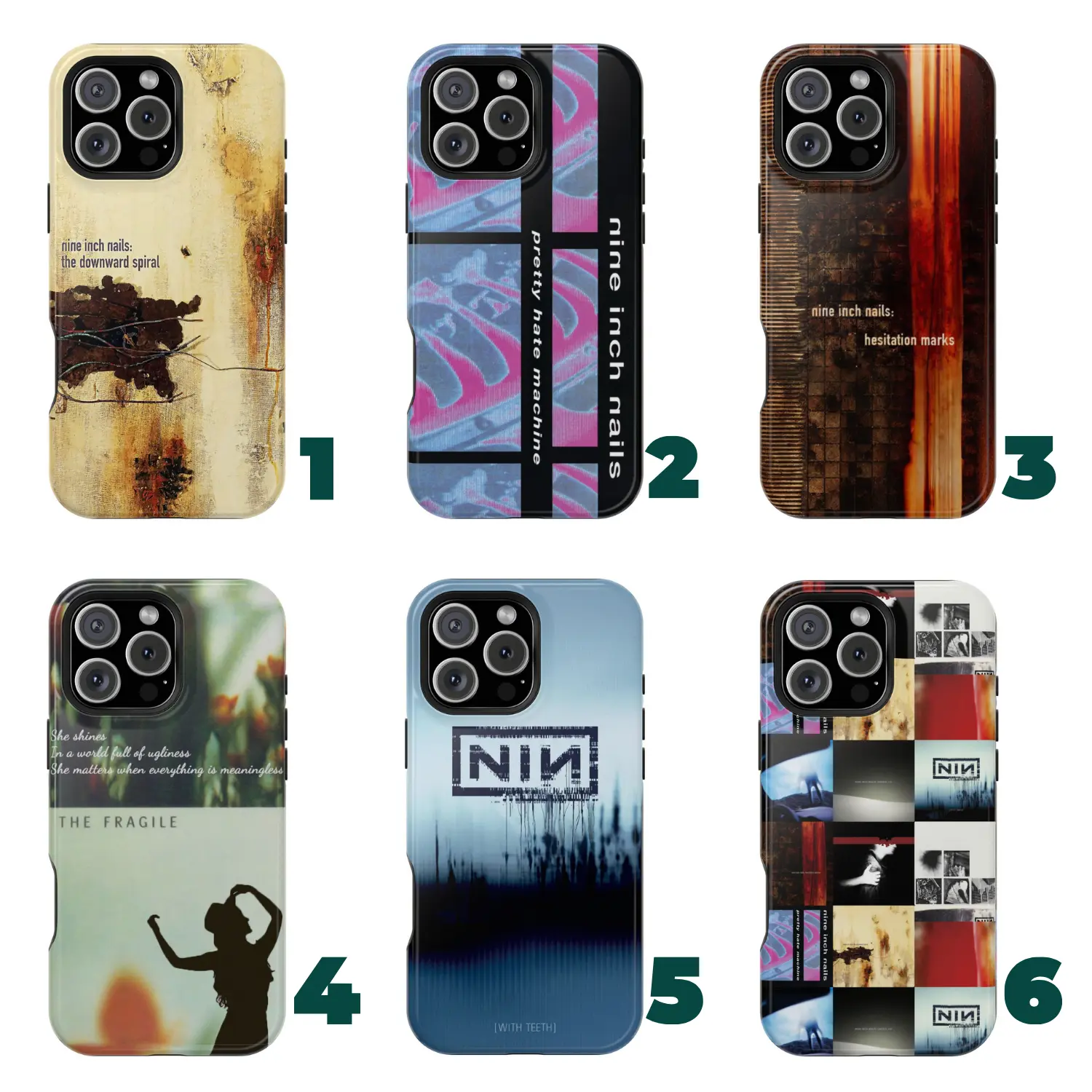 Nine Inch Nails Phone Case – The Downward Spiral & The Fragile Hesitation Marks | Industrial Rock Album Aesthetic fit iPhone 17 pro max, SS Galaxy