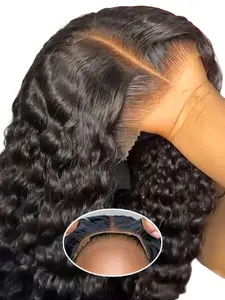 Water Wave Lace Front Wig, Human Hair 5x5 HD Lace Closure, Pre-Plucked Glueless with Baby Hair, Deep Curly Style, 180 Density, Glueless HD Wigs, Glueless Frontal Wigs
