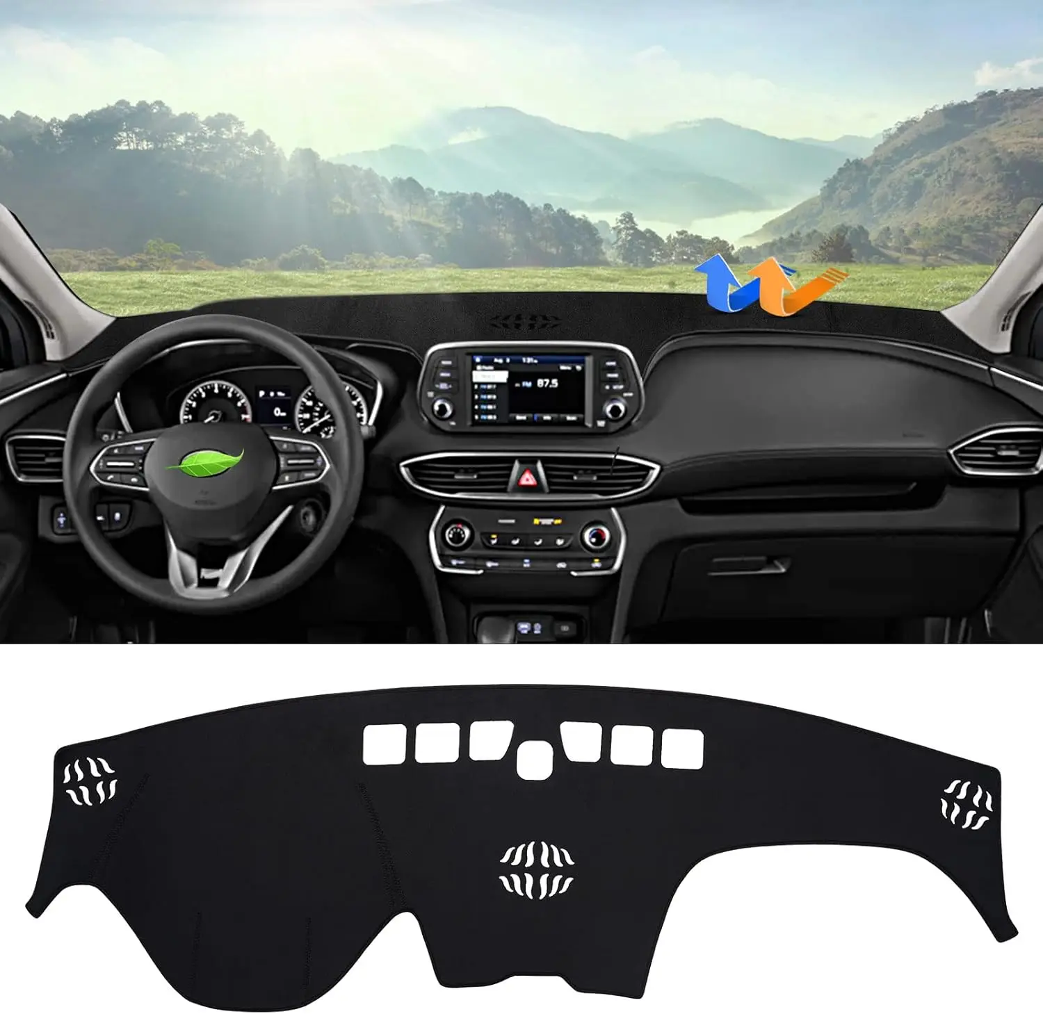 KUST Flannel Nonslip Dashboard Cover Mat for Hyundai Santa Fe 2019-2023, Car Accessory, Sunshade Glare Protector, UV Rays Shield, Vehicle Interior Accessory, Nonslip Design