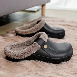 Ultra-Comfy Plush Lined Clogs - Men's Slippers for Winter - Soft Sole, Slip-On, Closed Toe, Warm, Fuzzy, Breathable, Anti-Slip, Home Shoes for Cold Weather