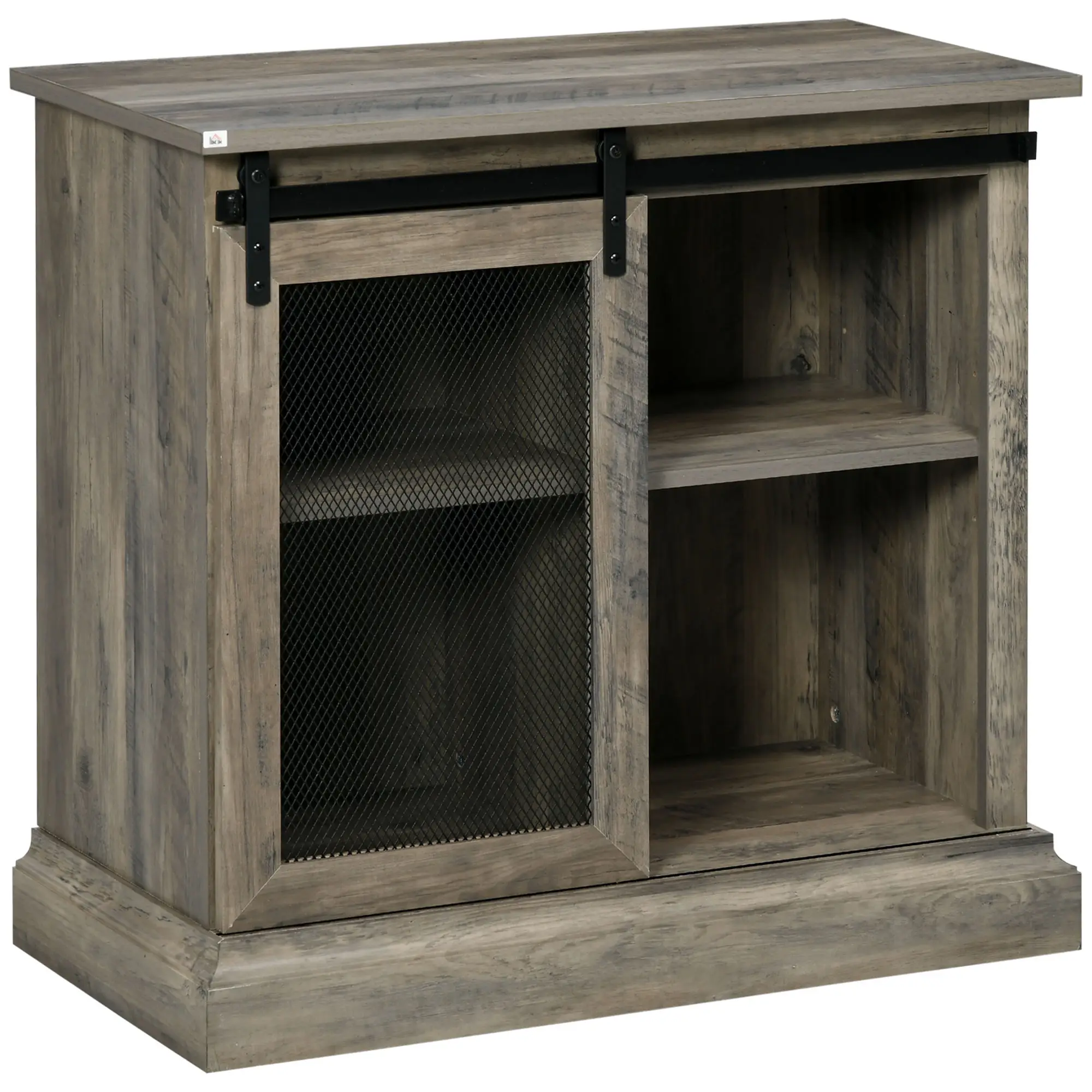HOMCOM Farmhouse Kitchen Sideboard, Buffet Cabinet with Sliding Barn Door and Adjustable Shelves for Living Room