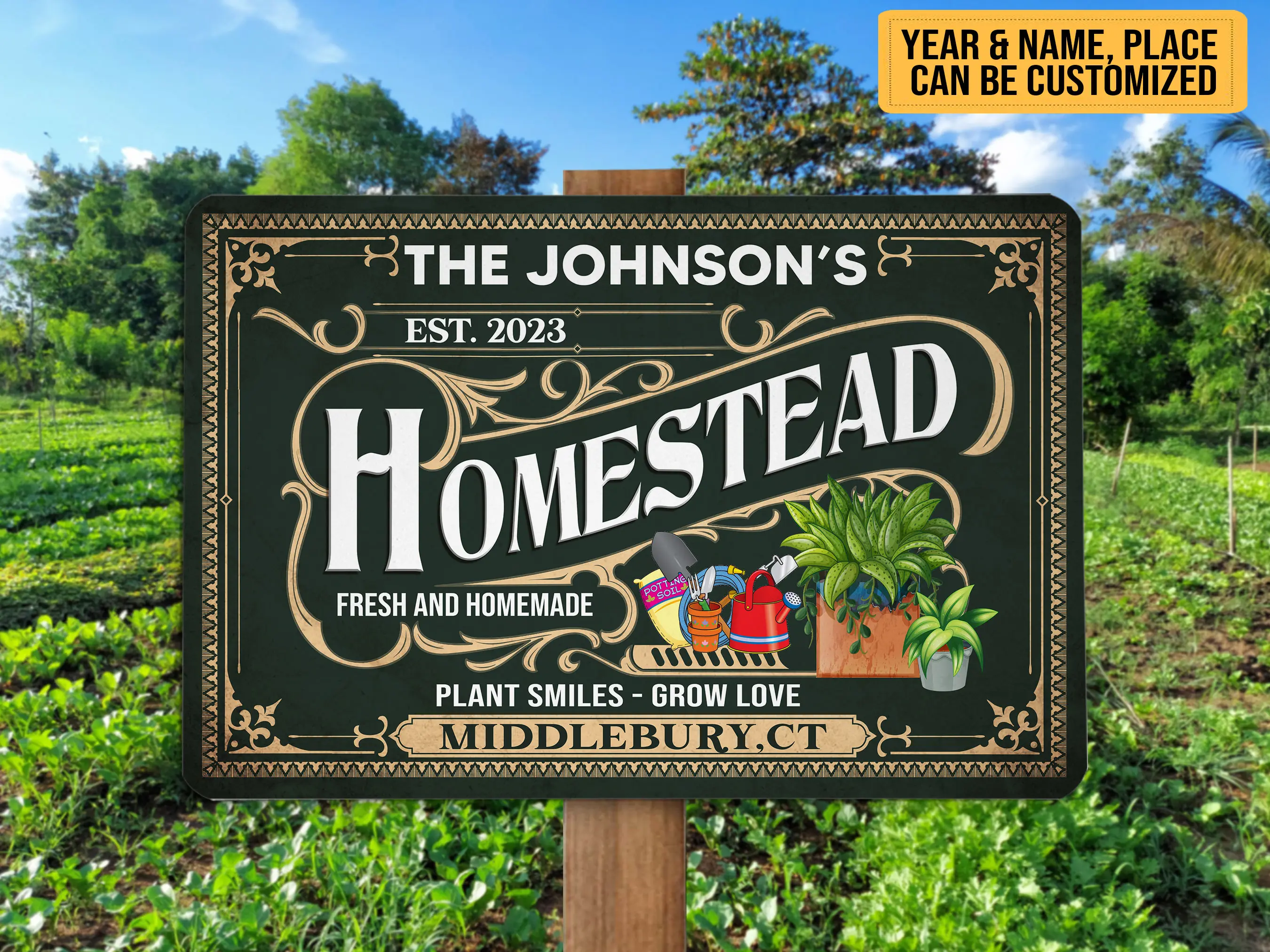 Custom Homestead Metal Sign Greenhouse Garden Tin Farmhouse Decor Gardener Gifts