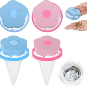 Lint Catcher for Washing Machine, Pet Hair Remover, Reusable Floating Lint Bag, Home Hair Filter, 2-Pack (blue )