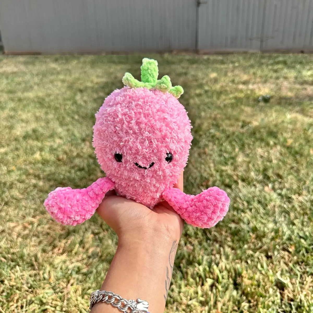 crochet fluffy strawberry