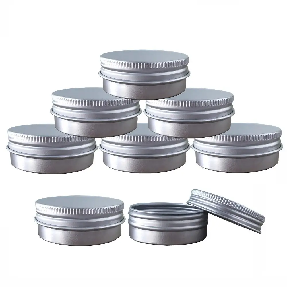 Aluminum Tin Jars - 6 Pack of Metal Tins with Round Pot, Bulk Shipping, Round Pot Screw Cap Lid, Ideal for Cosmetic Samples, Lip Balm, Salve, Make Up, Eye Shadow, Powder - Canister, Bottles