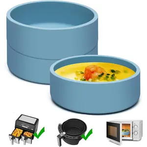 Silicone Air Fryer Egg Pan & Mold 3 Pack Reusable Egg Bite Maker for Oven & Microwave Blue
