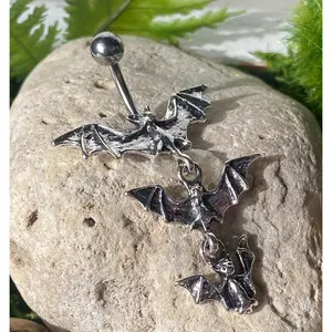 1pc Triple Vampire Bat Belly Ring Navel Piercing Pierced Naval Gothic Halloween