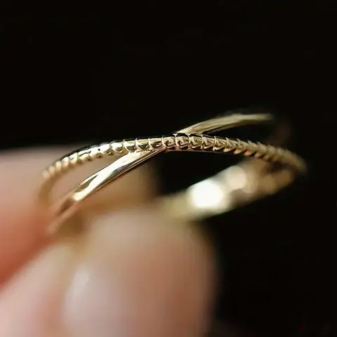 Simple Criss Cross Design Plain Copper Ring, Dainty Stacking Rings, Stackable Ring, Fashionable Jewelry, Fashion Accessories for Women for Party, Daily Clothing Decor, Trendy All-match & Exquisite Jewelry for Gift
