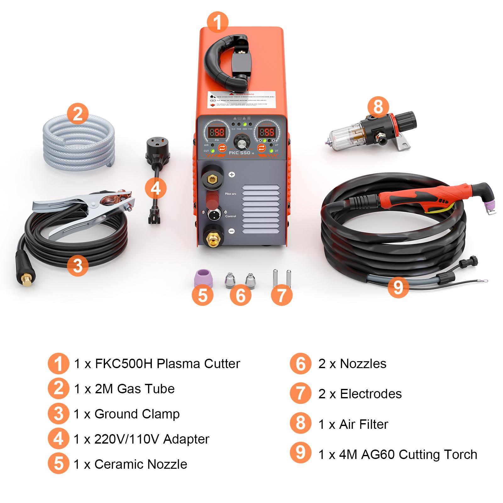 FAIFANNKE 55A Plasma Cutter, Dual Voltage 110V/220V, High-Frequency Non-Touch Pilot ARC Plasma Cutting Machine, 3/4" Max Cut, 1/2"Clean Cut, 2T/4T, Post Flow Cooling, Best for Beginner Visit the FEIFANKE Store