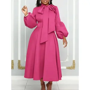 Women's Fall Winter Fashion Elegant Long Sleeve Dress, Lantern Sleeve Design, Casual A-Line Round Neck, Slim-Fitting Short Dress for Daily Wear